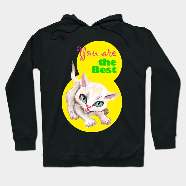 Sweet cute white kitten best friend. Love you cat. Hoodie by Rukki Zukki Art